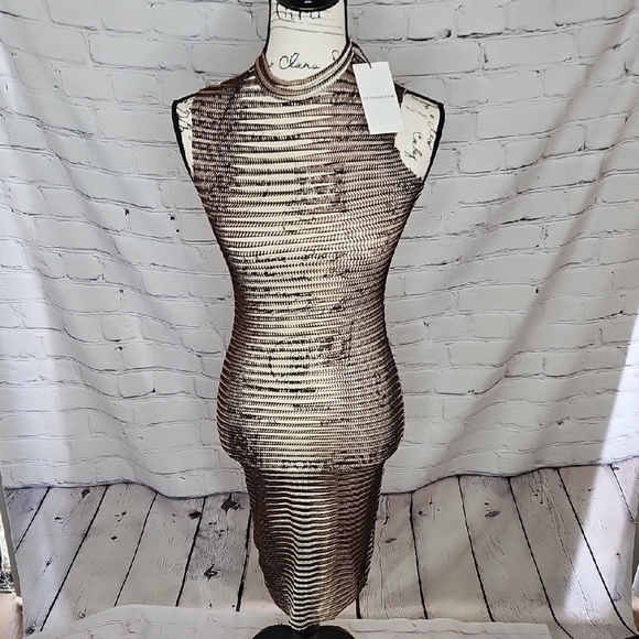 YG Collection Dresses & Skirts - YG Collection Upscale Sheer Midi Bodycon Dress Brown Size Small